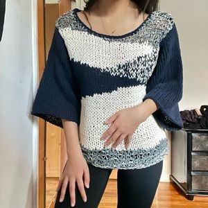 H&M Navy and White Knit Sweater